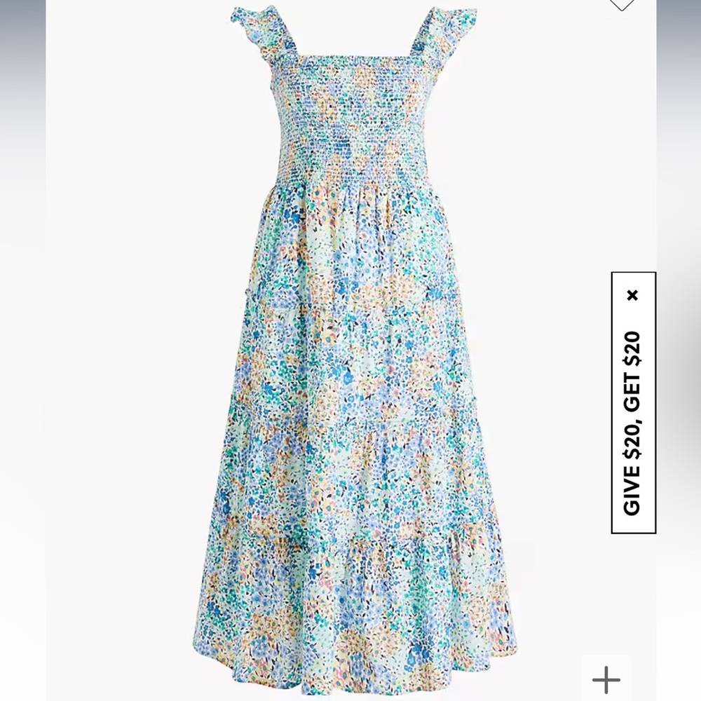 Multi Colored Floral Smocked Midi Dress!